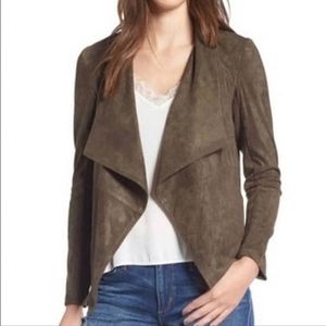 ROMEO+JULIET COUTURE Faux Suede Taupe Drape Open Front Jacket SIZE: S
